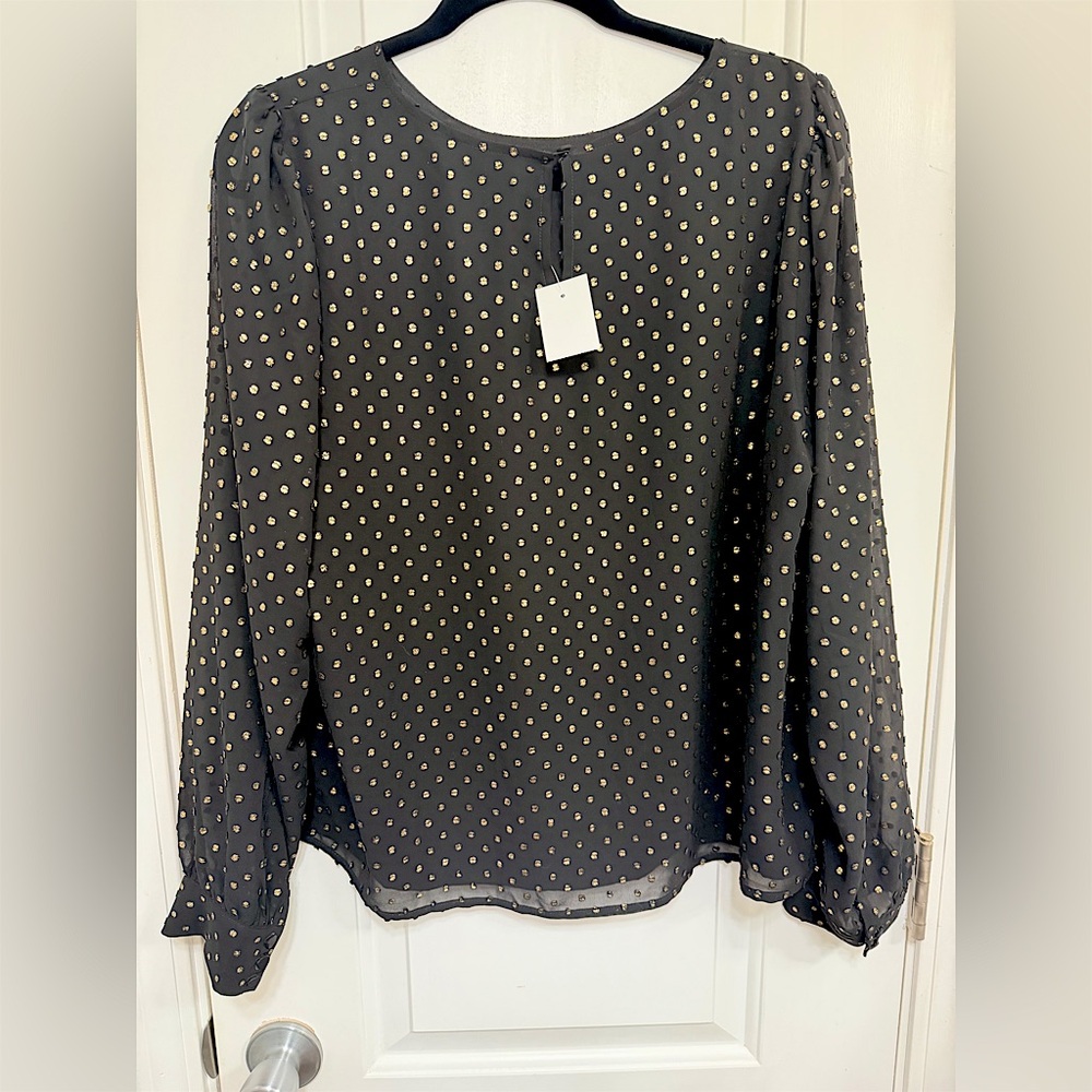 NWT J.Crew black semi sheer blouse